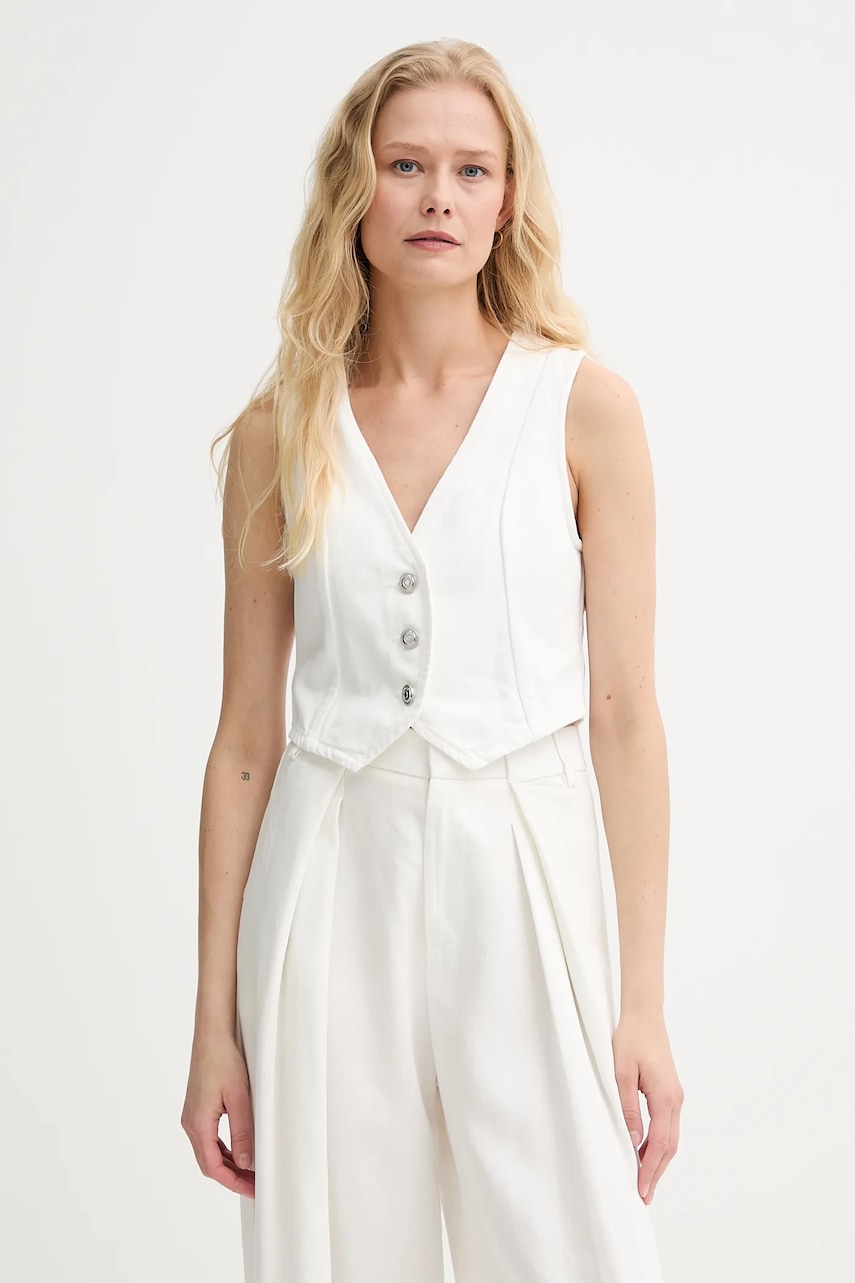 Telovnik iz jeansa Morgan bela barva, COKABI