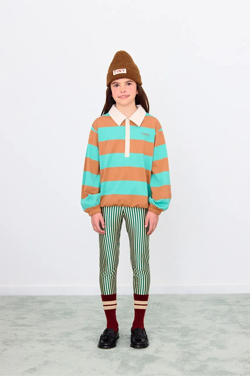 Dječje tajice Tinycottons STRIPES SHINY LEGGINGS boja: zelena, s uzorkom, AW25-331