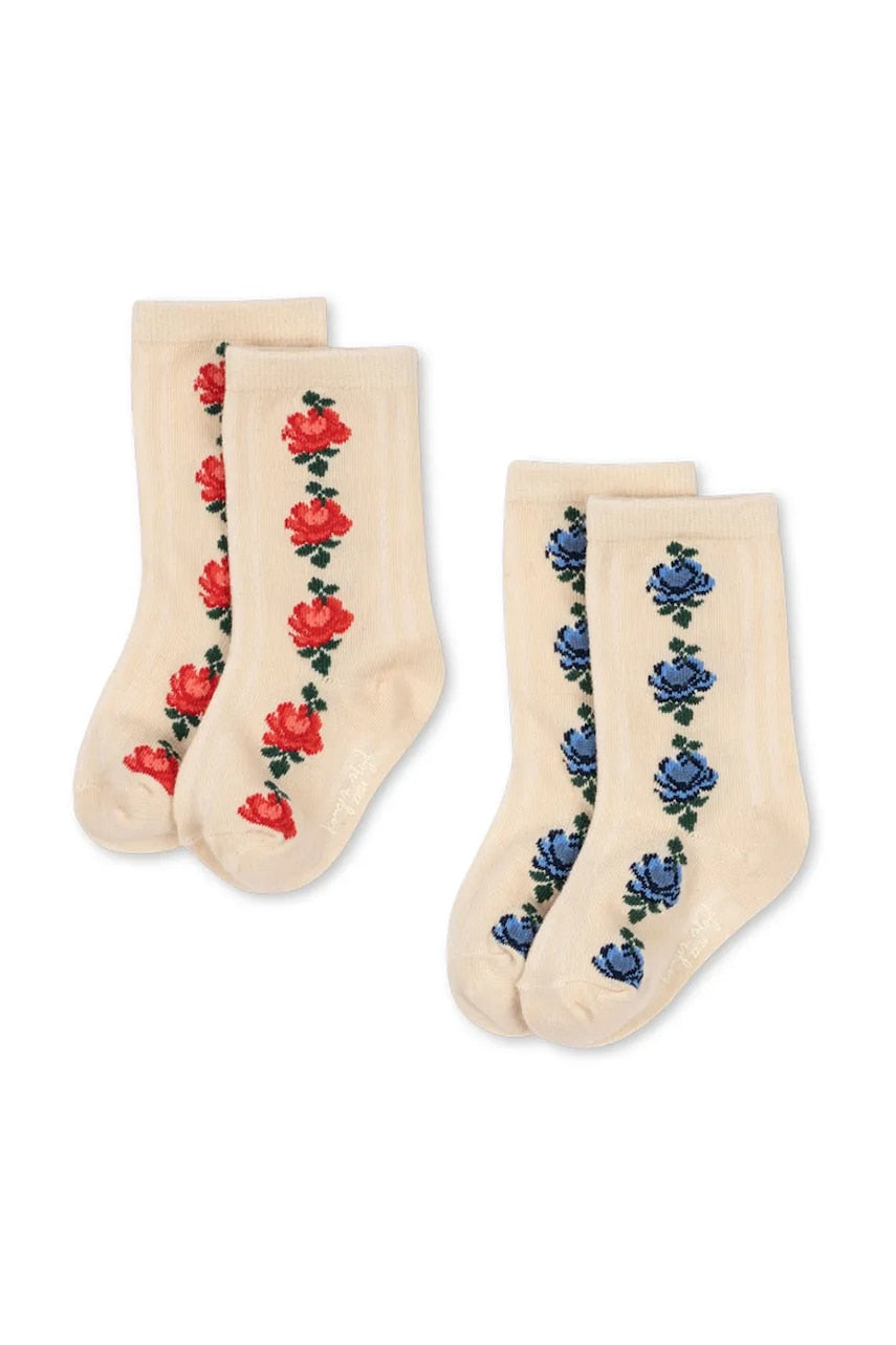 Otroške nogavice Konges Sløjd 2 PACK FINE JAQUARD SOCKS 2-pack bež barva, KS103635