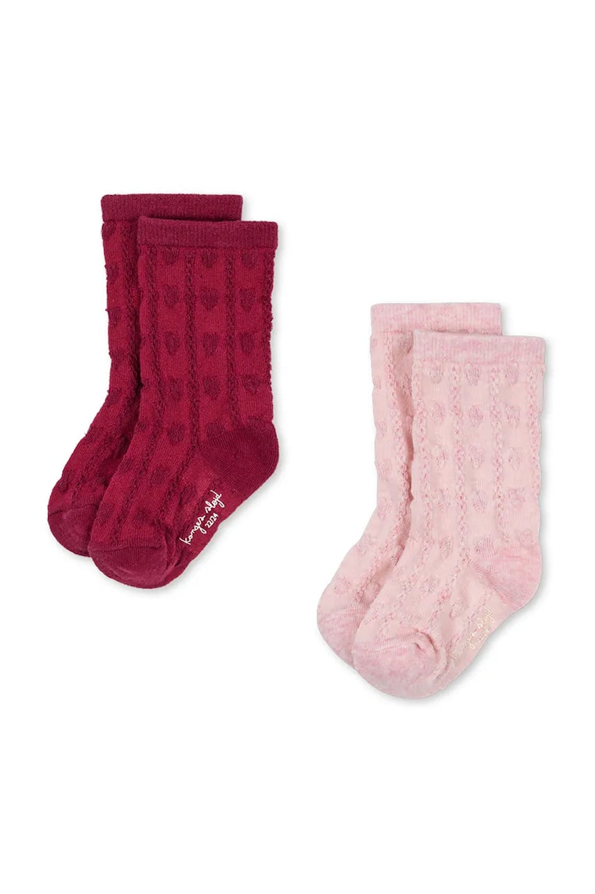Otroške nogavice Konges Sløjd 2 PACK FINE JAQUARD SOCKS 2-pack rdeča barva, KS103635