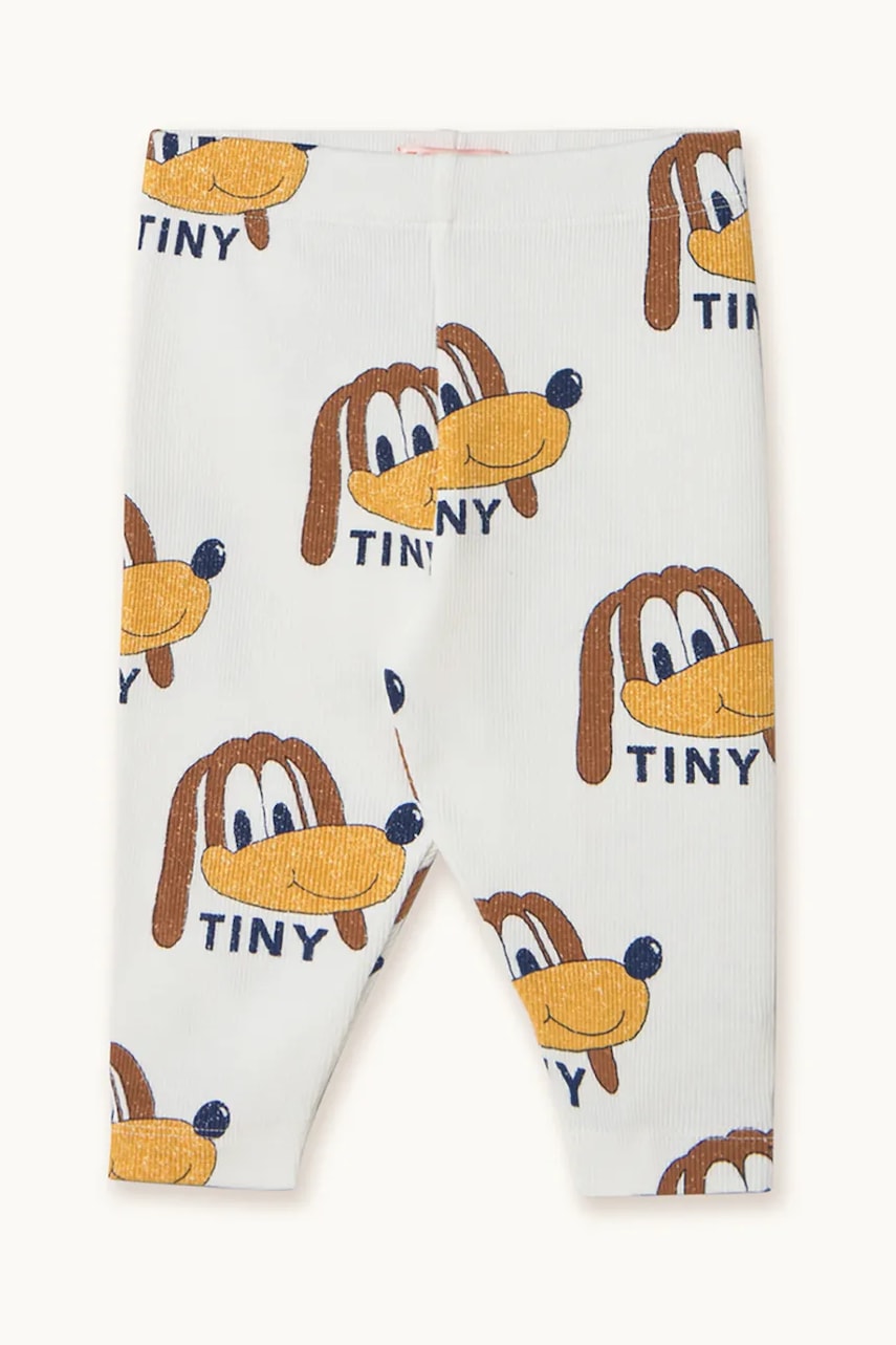 Pamučne tajice za bebe Tinycottons DOGS RIB BABY PANT boja: bijela, s uzorkom, AW25-244