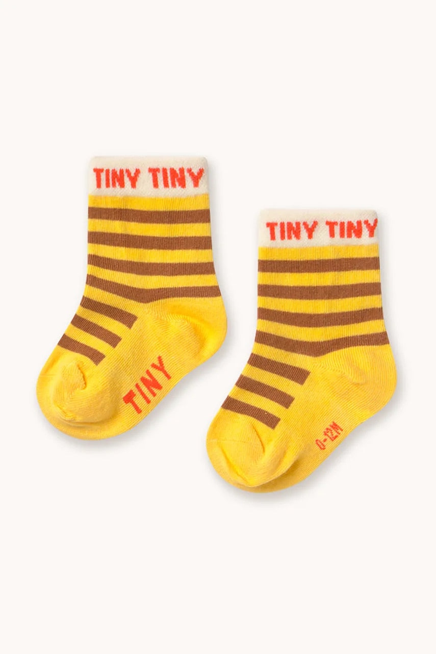 Dječje čarape Tinycottons STRIPES SHORT HEIGHT SOCKS boja: žuta, AW25-487
