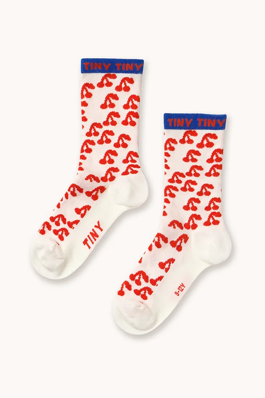 Dječje čarape Tinycottons CHERRIES MEDIUM SOCKS boja: bijela, AW25-502