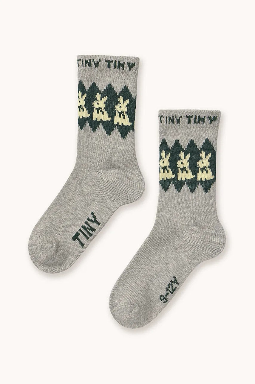 Otroške volnene nogavice Tinycottons RABBITS WOOL MEDIUM SOCKS siva barva, AW25-537