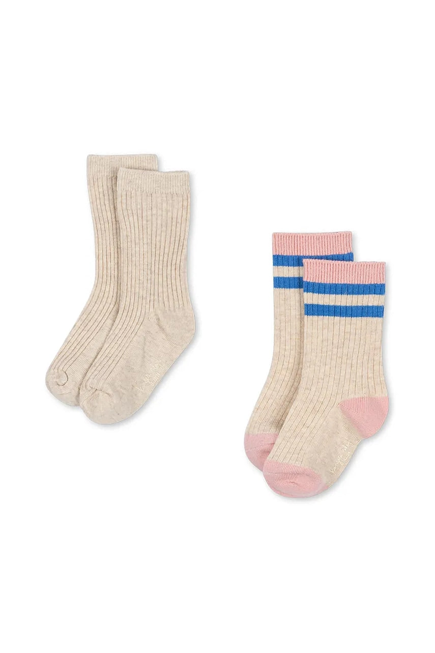 Otroške nogavice Konges Sløjd 2 PACK RIB SOCKS 2-pack bež barva, KS103647