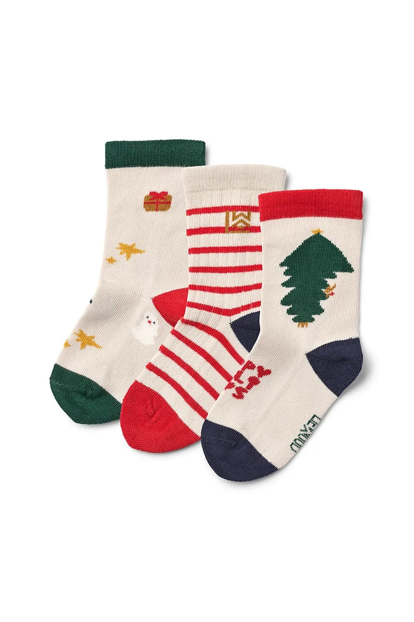 Otroške nogavice Liewood Silas Socks 3-Pack 3-pack bež barva, LW20014