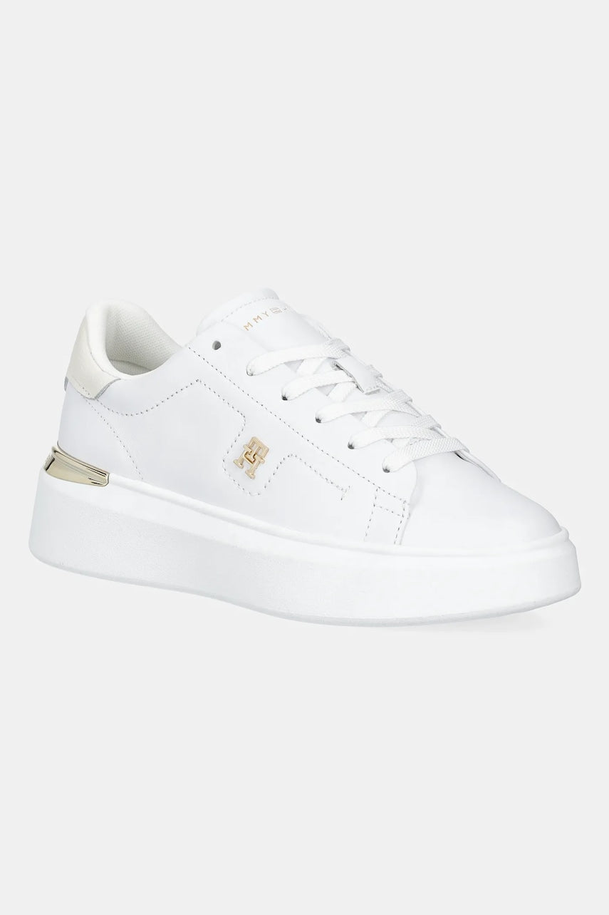 Usnjene superge Tommy Hilfiger TH FASHION COURT SNEAKER bela barva, FW0FW08631