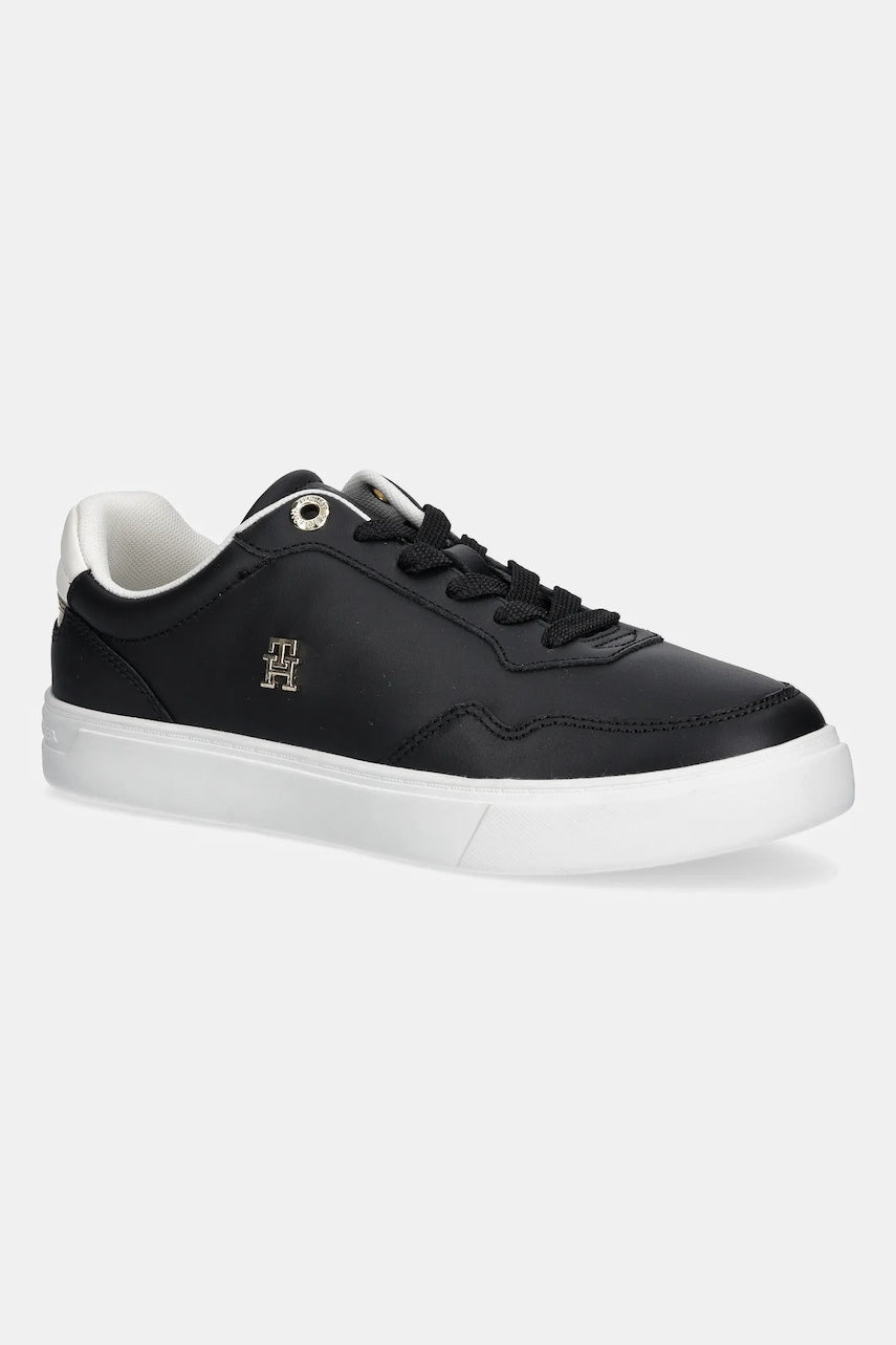 Kožne tenisice Tommy Hilfiger ESSENTIAL ELEVATED COURT SNEAKER boja: crna, FW0FW08680