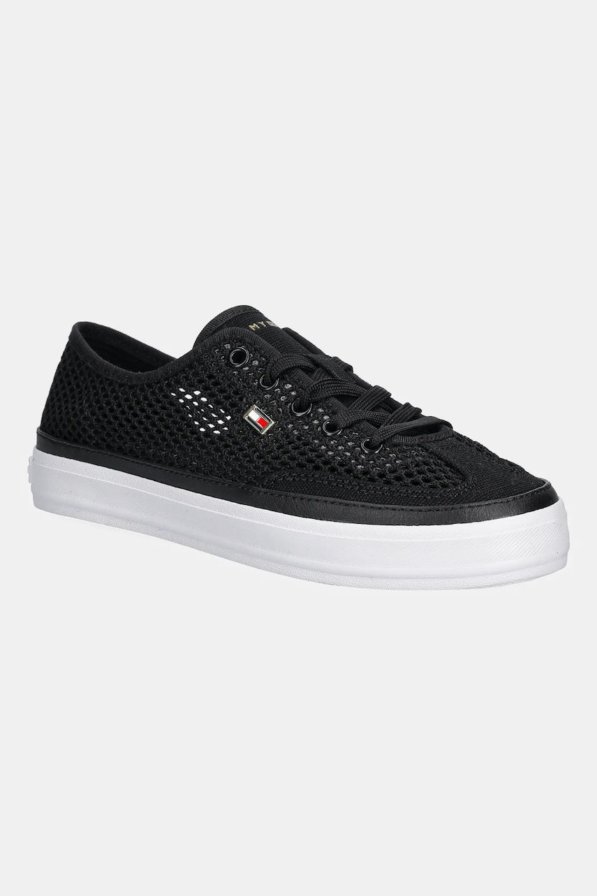 Teniske Tommy Hilfiger TH OPEN MESH VULC SNEAKER črna barva, FW0FW08684