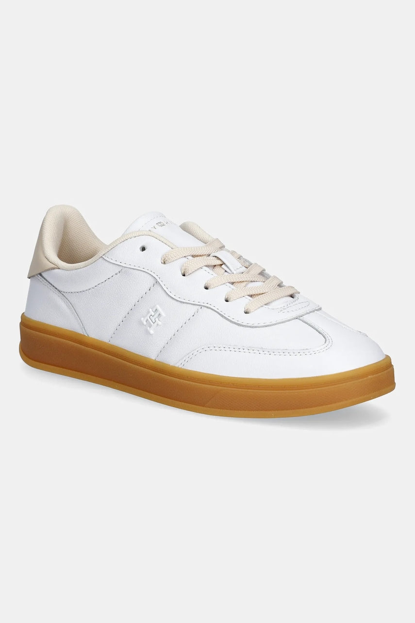 Usnjene superge Tommy Hilfiger TH PREMIUM HERITAGE SNEAKER bela barva, FW0FW08755