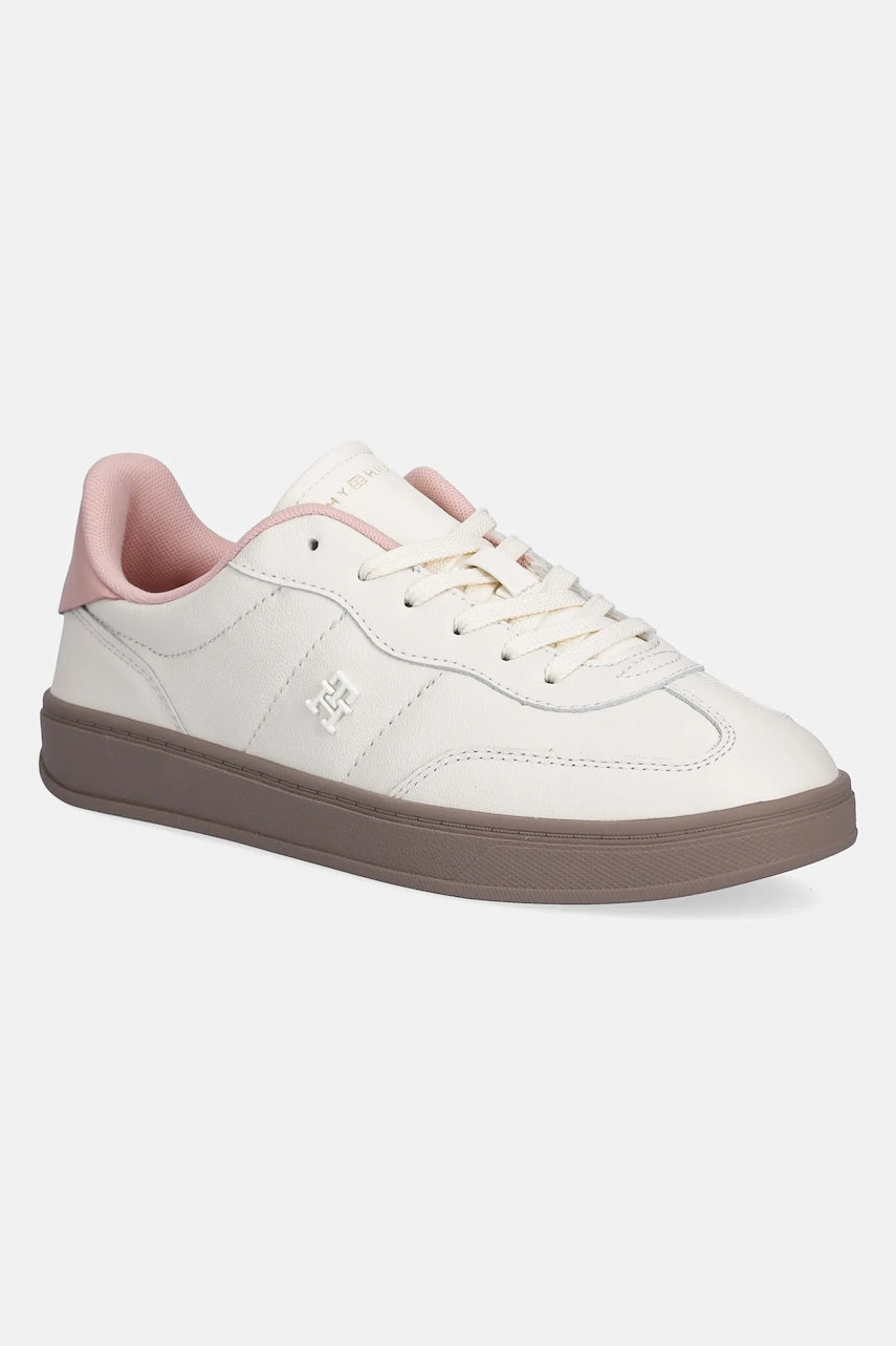 Usnjene superge Tommy Hilfiger TH PREMIUM HERITAGE SNEAKER bež barva, FW0FW08755