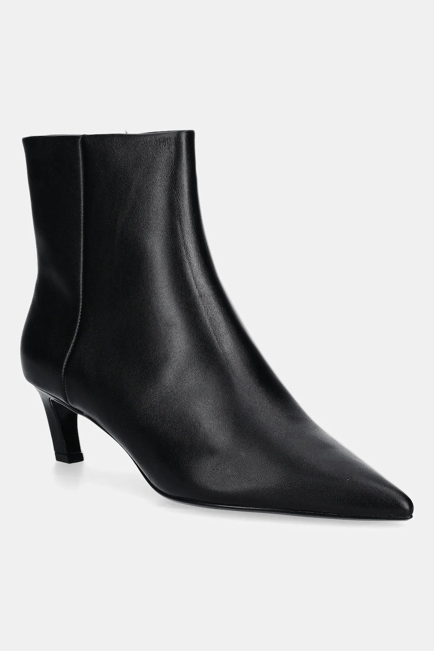Kožne gležnjače Calvin Klein ESS KITTEN HEEL ANKLE BOOT boja: crna, s tankom potpeticom, HW0HW02586