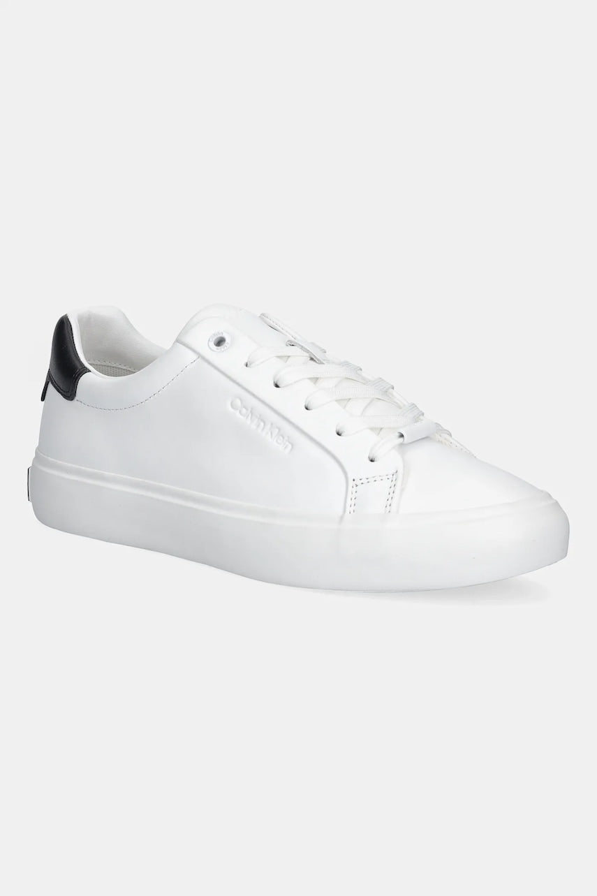 Usnjene superge Calvin Klein LACE-UP SNEAKER LTH CK bela barva, HW0HW02673