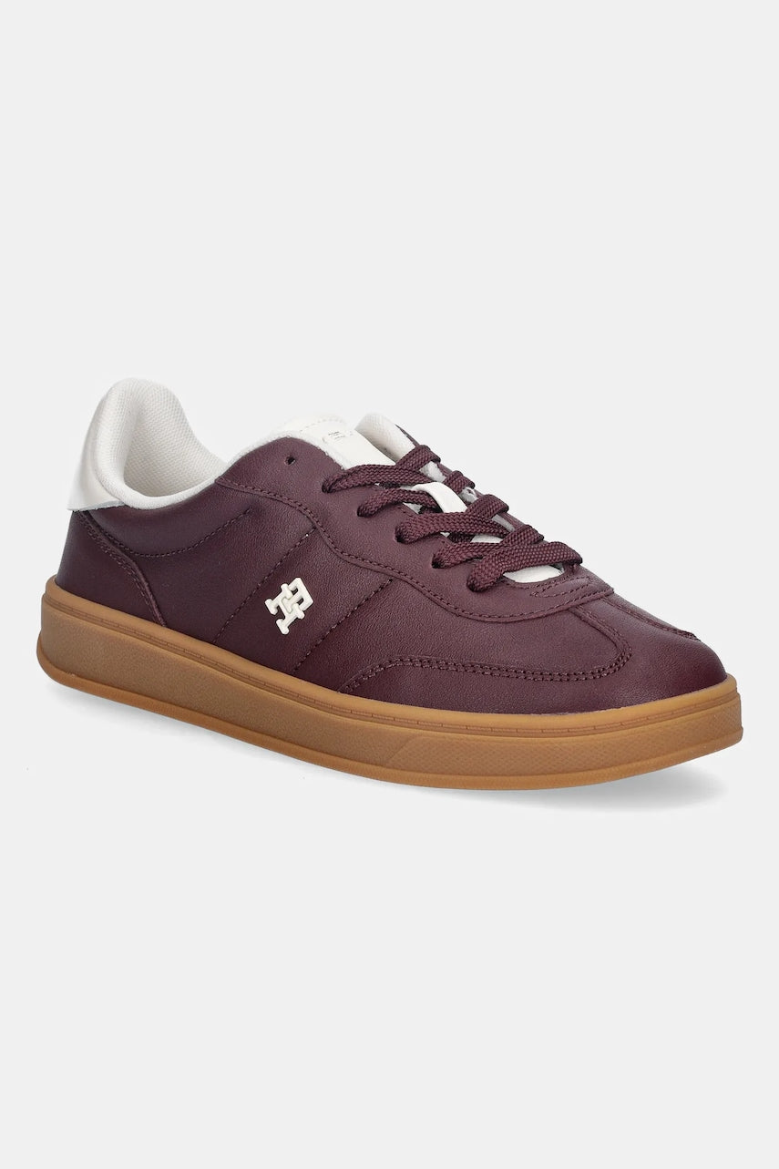 Kožne tenisice Tommy Hilfiger TH HERITAGE SNEAKER SHINY boja: bordo, FW0FW08823