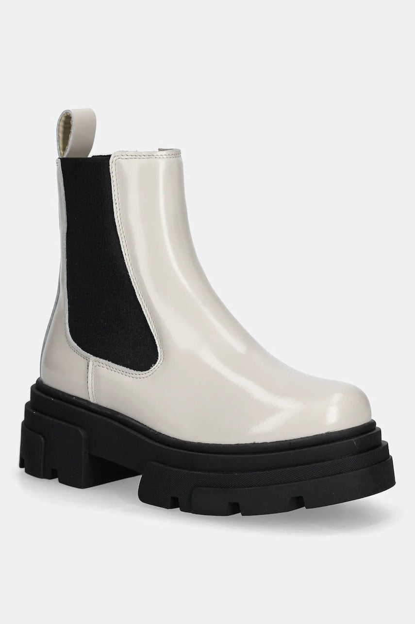 Kožne gležnjače Tommy Hilfiger TH SHINY LEATHER CHELSEA boja: bež, s platformom, sa srednje toplom podstavom, FW0FW09042