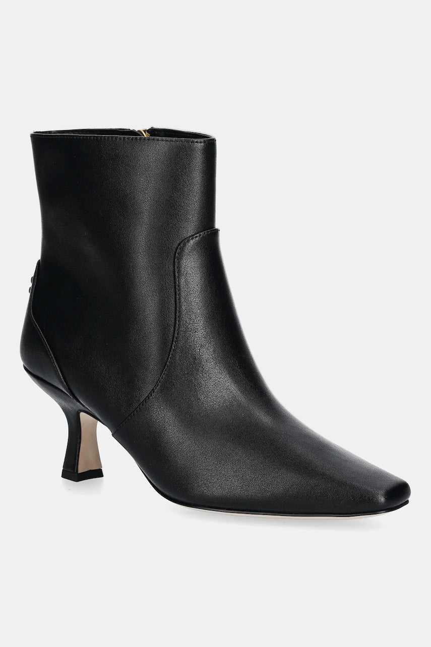 Kožne gležnjače Coach Sculpted C Kitten Heel Leather Bootie boja: crna, s tankom potpeticom, CBP25