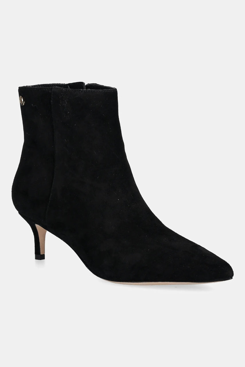 Gležnječe od brušene kože Lauren Ralph Lauren Mckay Bt Hl boja: crna, s tankom potpeticom, 802967779001