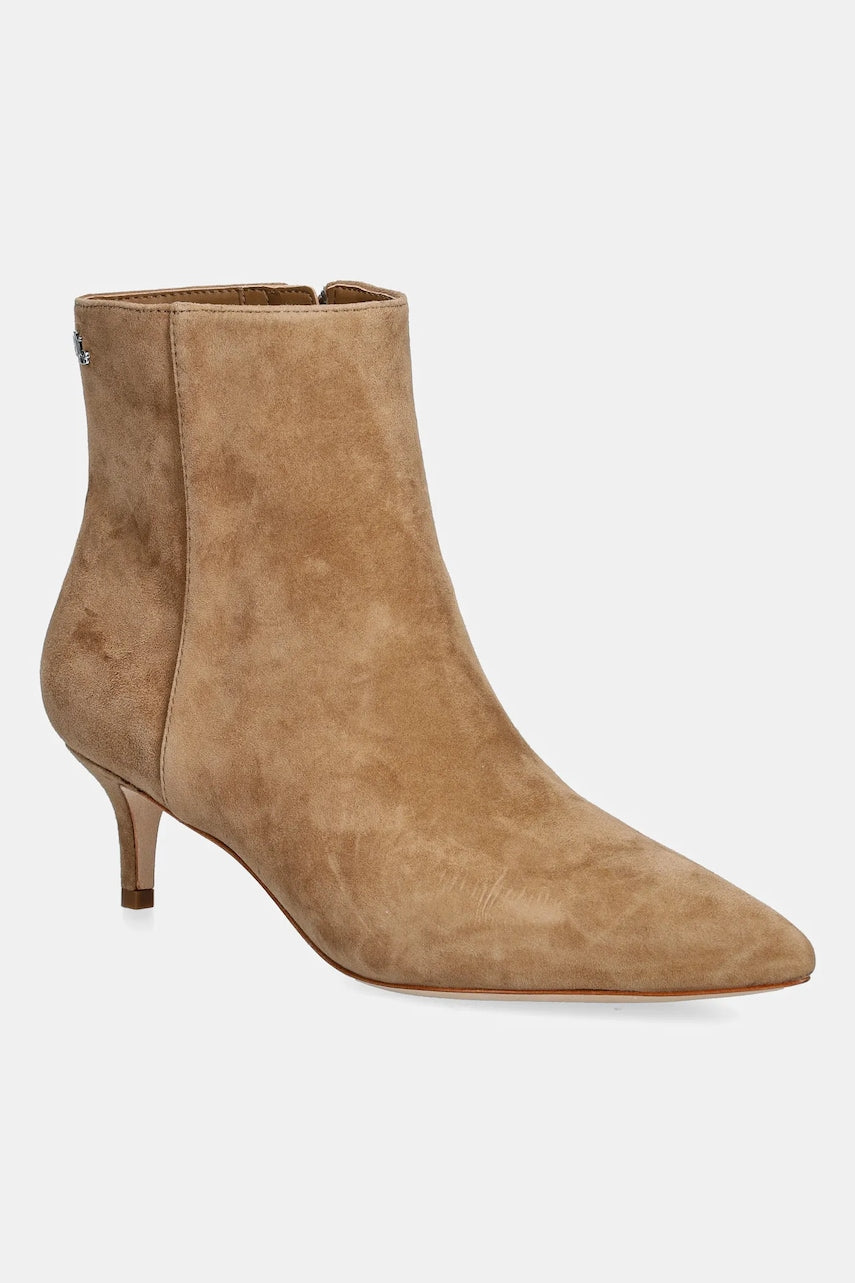 Gležnječe od brušene kože Lauren Ralph Lauren Mckay Bt Hl boja: bež, s tankom potpeticom, 802967779003