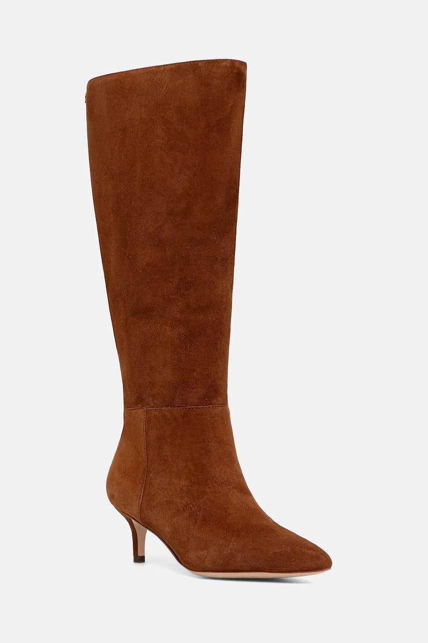 Čizme od brušene kože Lauren Ralph Lauren Mckay Tl Hl boja: smeđa, s tankom potpeticom, 802967811003