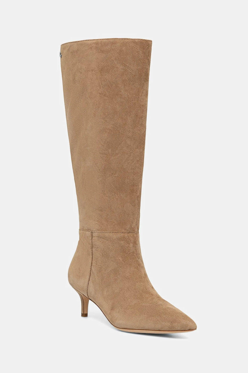 Čizme od brušene kože Lauren Ralph Lauren Mckay Tl Hl boja: bež, s tankom potpeticom, 802967811001