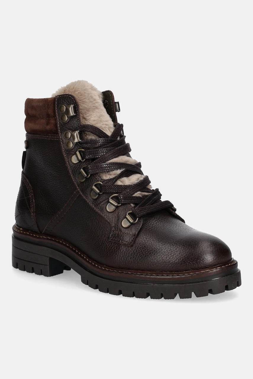 Kožne gležnjače Barbour Bamburgh boja: smeđa, ravni potplat, s toplom podstavom, LFO0770BR96