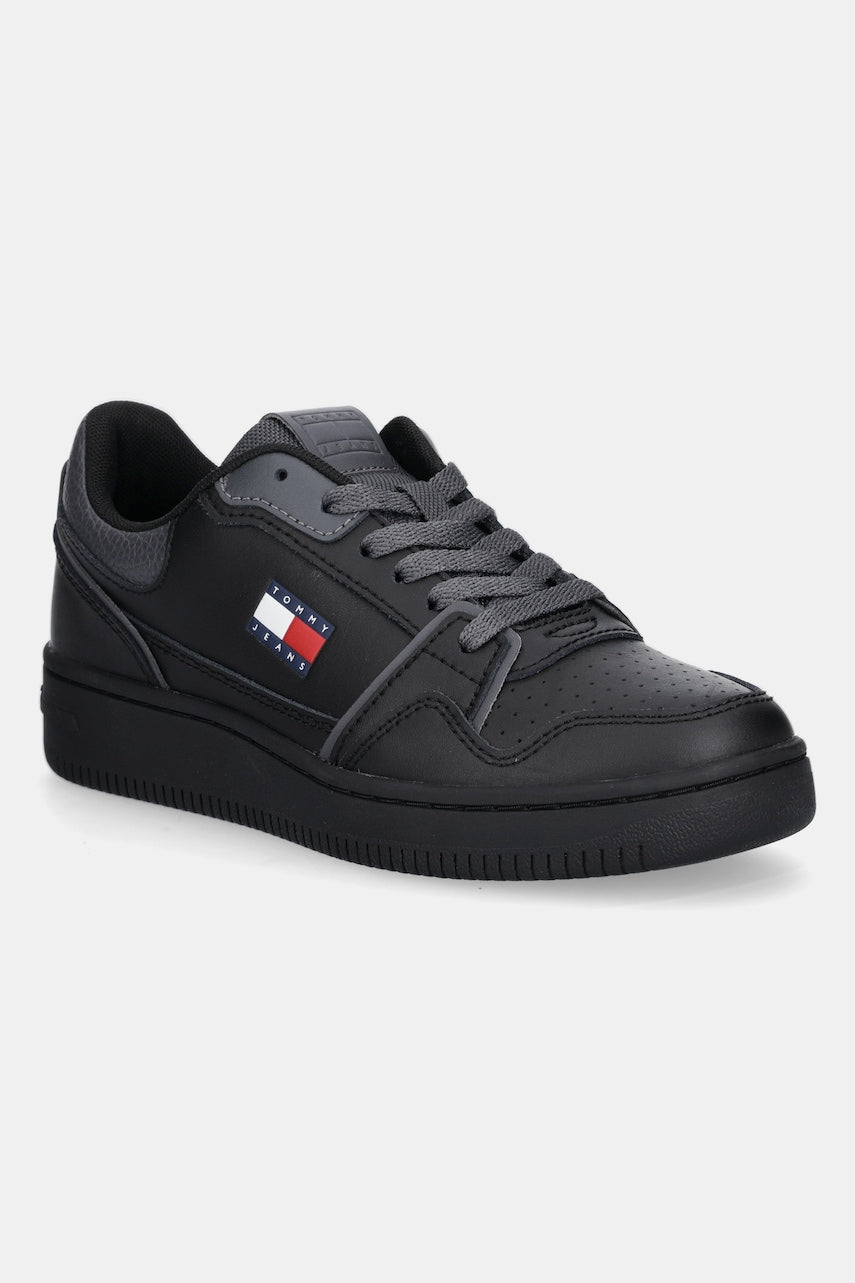 Kožne tenisice Tommy Jeans TJW RETRO BASKET SNEAKER boja: crna, EN0EN02839