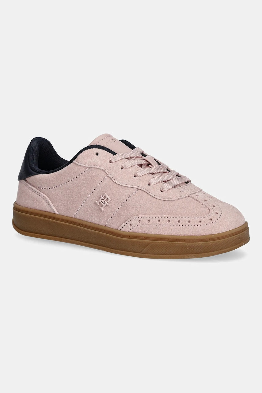 Tenisice od brušene kože Tommy Hilfiger TH HERITAGE SNEAKER boja: ružičasta, FW0FW08822