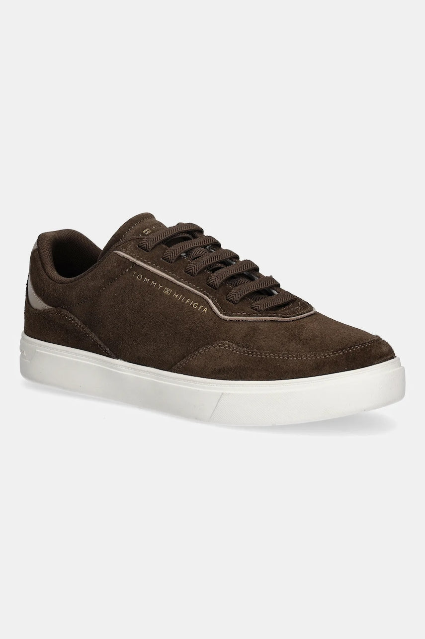 Kožne tenisice Tommy Hilfiger CASUAL SUEDE SNEAKER boja: smeđa, FW0FW09050