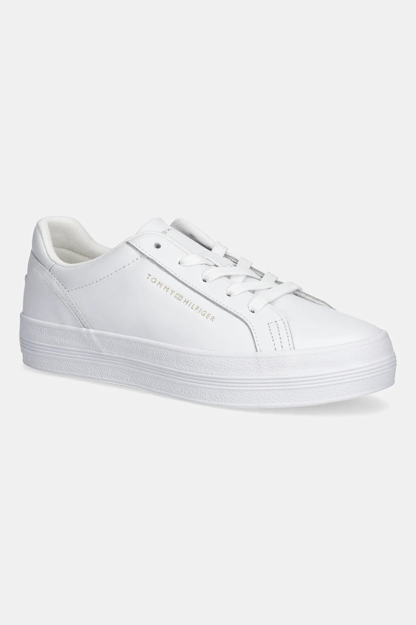 Kožne tenisice Tommy Hilfiger TH PLATFORM SNEAKER boja: bijela, FW0FW09164