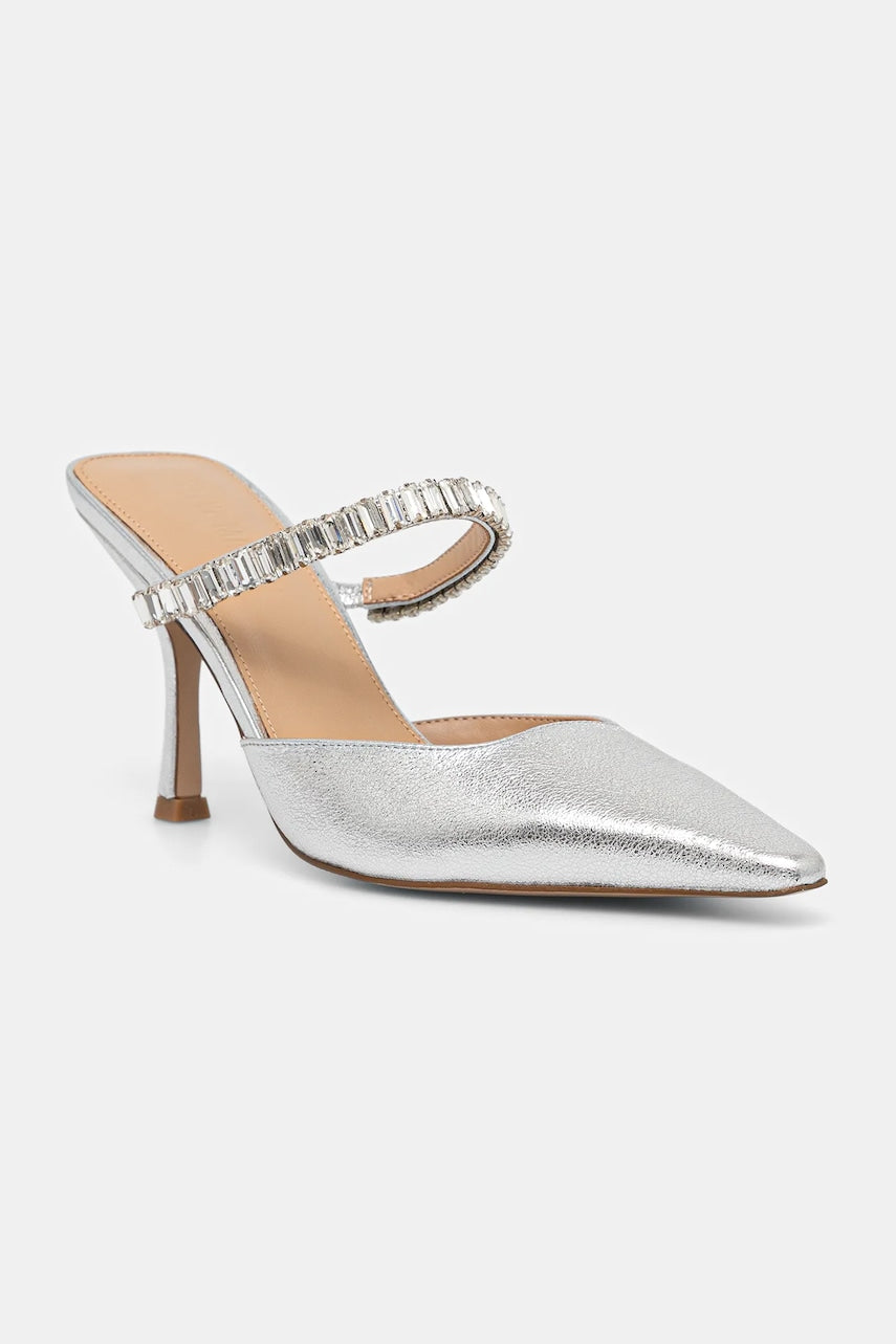 Kožne natikače Steve Madden Brecki-R boja: srebrna, s tankom potpeticom, 11003897