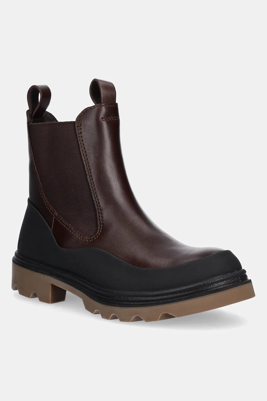 Kožne gležnjače Ecco Grainer Chelsea boja: smeđa, s platformom, 214793-55275