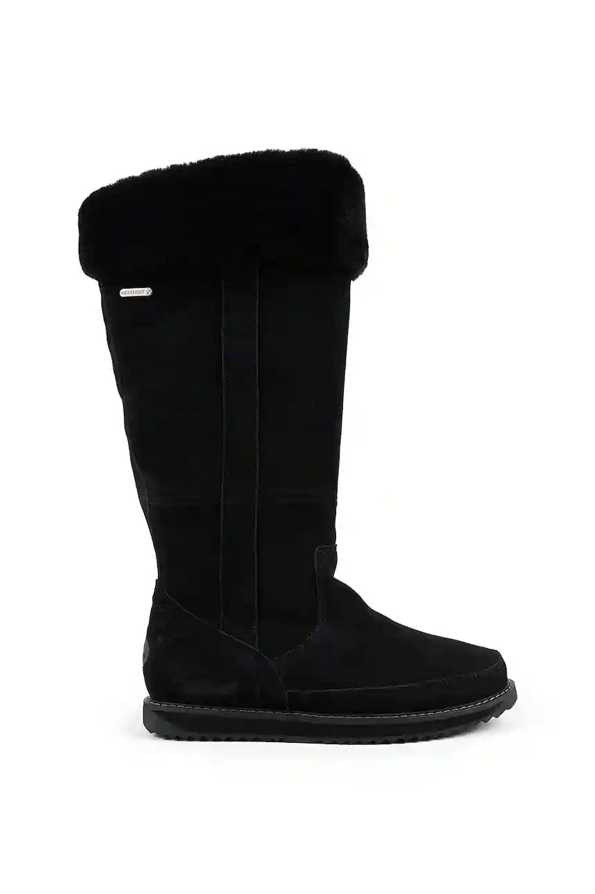 Čizme od brušene kože Emu Australia Georgi boja: crna, ravni potplat, s toplom podstavom, W13218