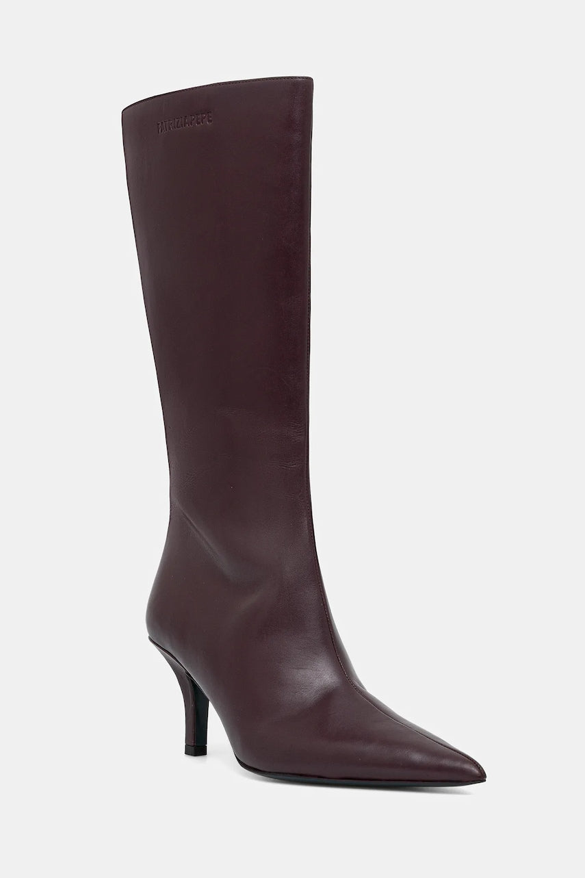 Kožne čizme Patrizia Pepe boja: ljubičasta, s tankom potpeticom, 8Y0131 L166 M536