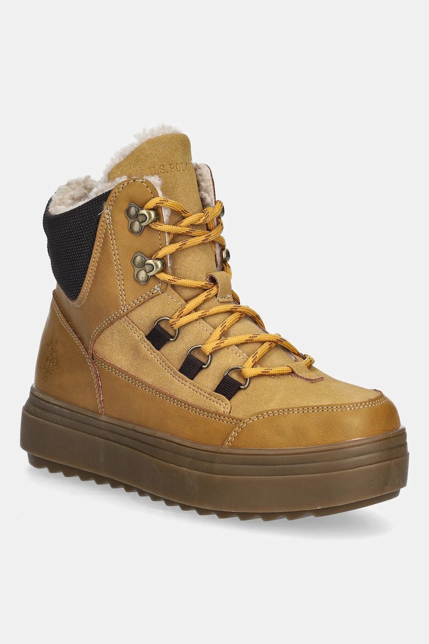 Gležnjače U.S. Polo Assn. ICY007 boja: žuta, ravni potplat, s toplom podstavom, ICY007W-EUH1