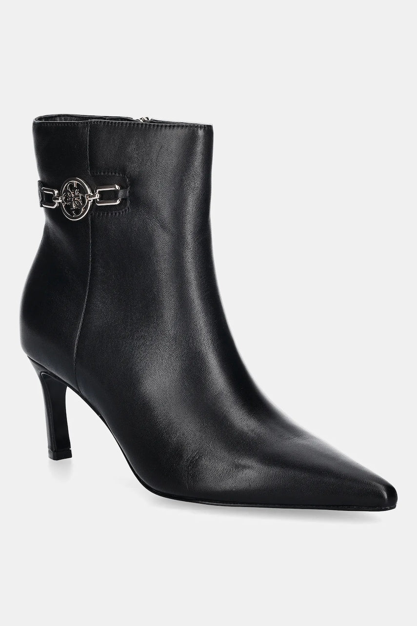 Kožne gležnjače Guess PAISLIE boja: crna, s tankom potpeticom, FLFPAI LEA10