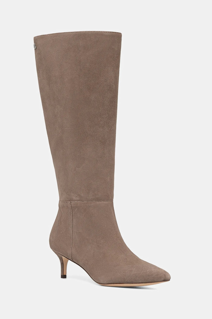 Čizme od brušene kože Lauren Ralph Lauren Mckay Tl Hl boja: bež, s tankom potpeticom, 802967811006