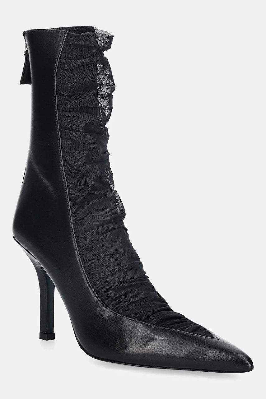 Kožne gležnjače Patrizia Pepe boja: crna, s tankom potpeticom, 2Y0020 V038 K103