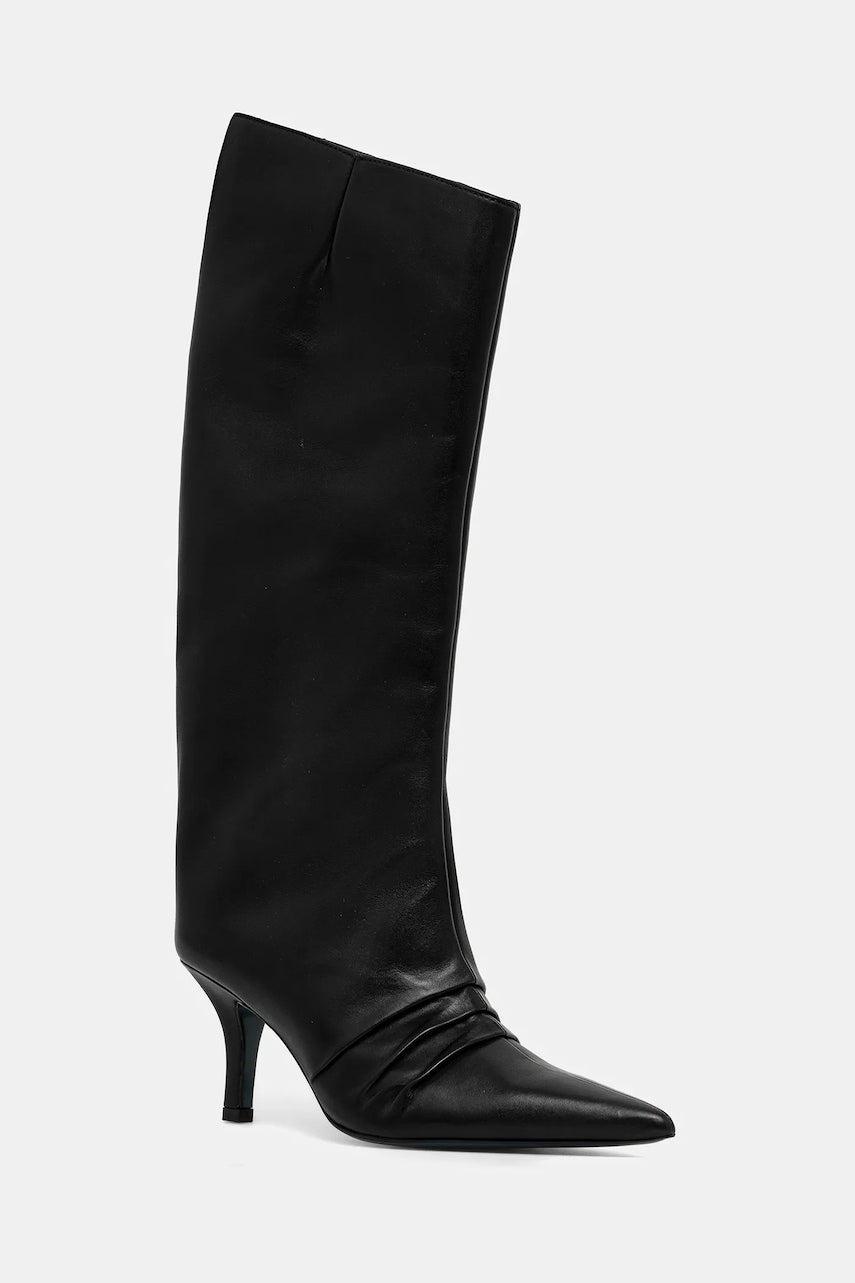 Kožne čizme Patrizia Pepe boja: crna, s tankom potpeticom, 2Y0037 L048 K103