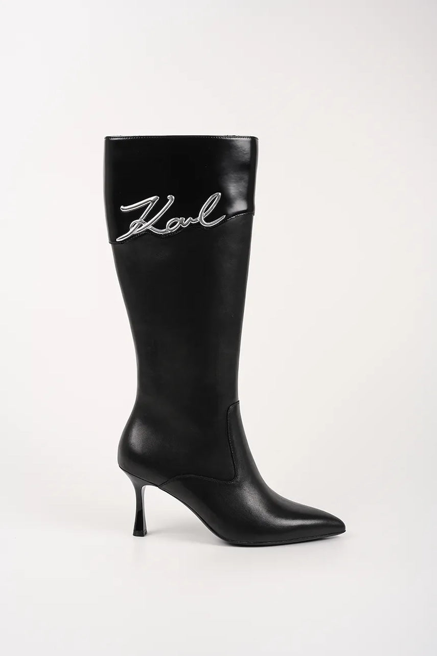 Čizme Karl Lagerfeld SIENNA boja: crna, s tankom potpeticom, KL32775