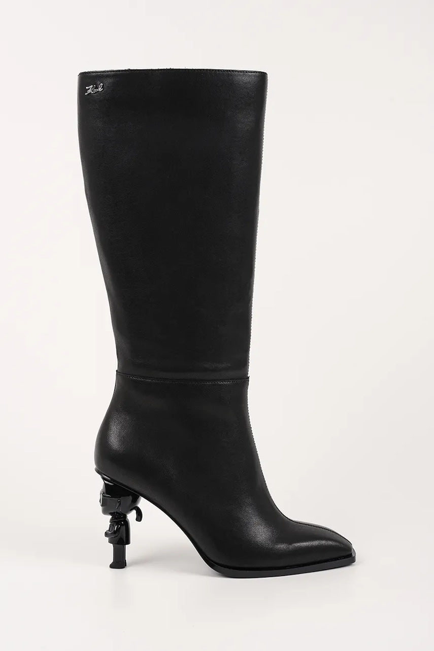 Kožne čizme Karl Lagerfeld KARL NFT HEEL boja: crna, s tankom potpeticom, KL39175