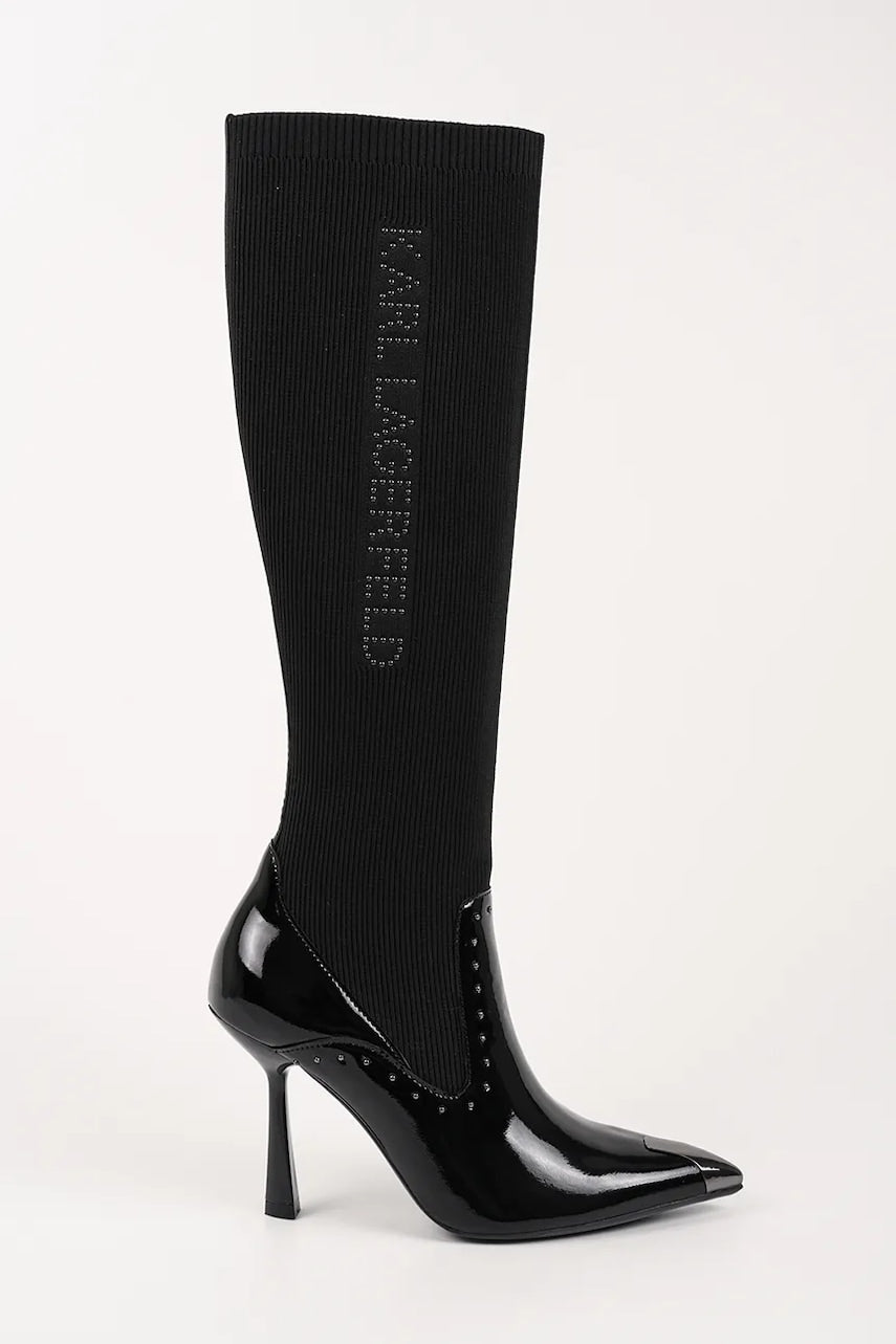 Čizme Karl Lagerfeld PANDARA boja: crna, s tankom potpeticom, sa srednje toplom podstavom, KL31373