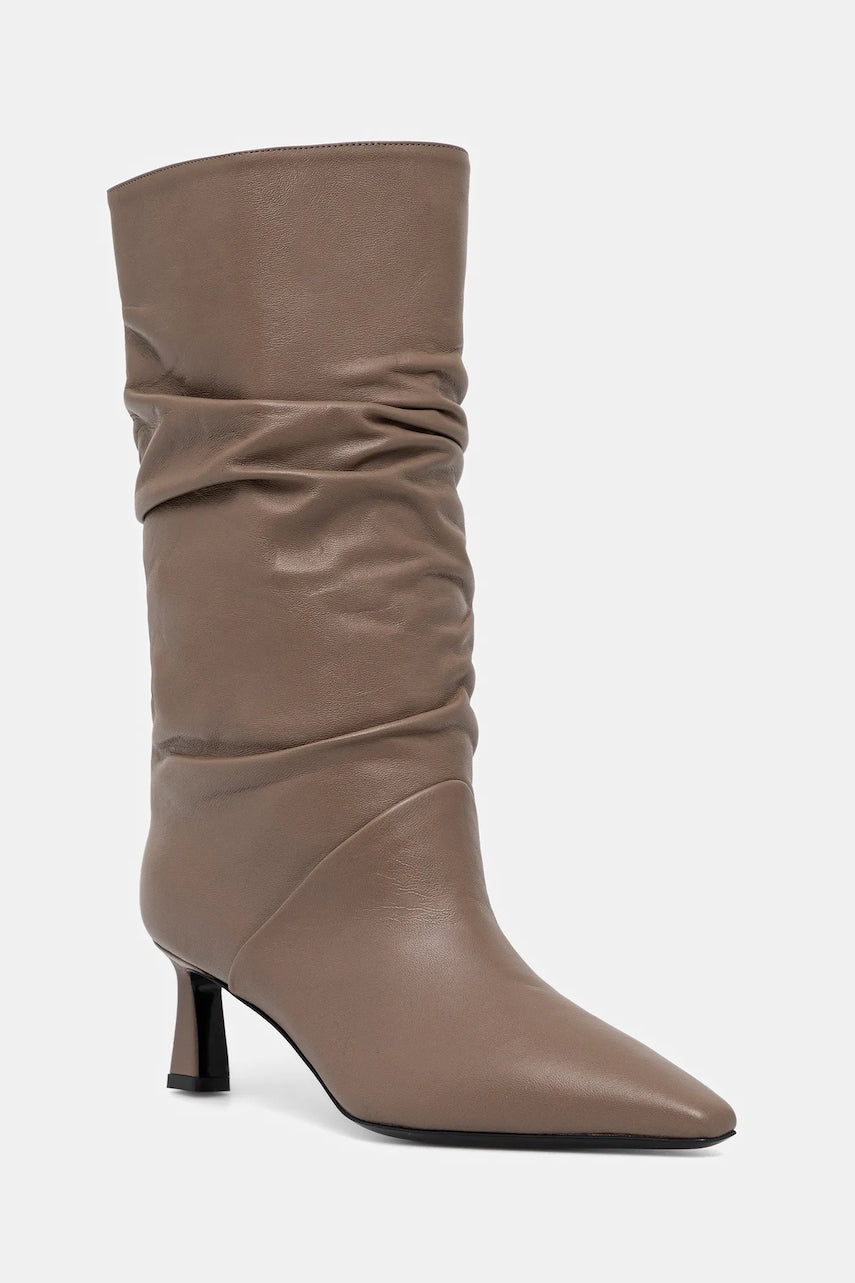 Kožne gležnjače Pollini boja: smeđa, s tankom potpeticom, SA24115C0NTE0135