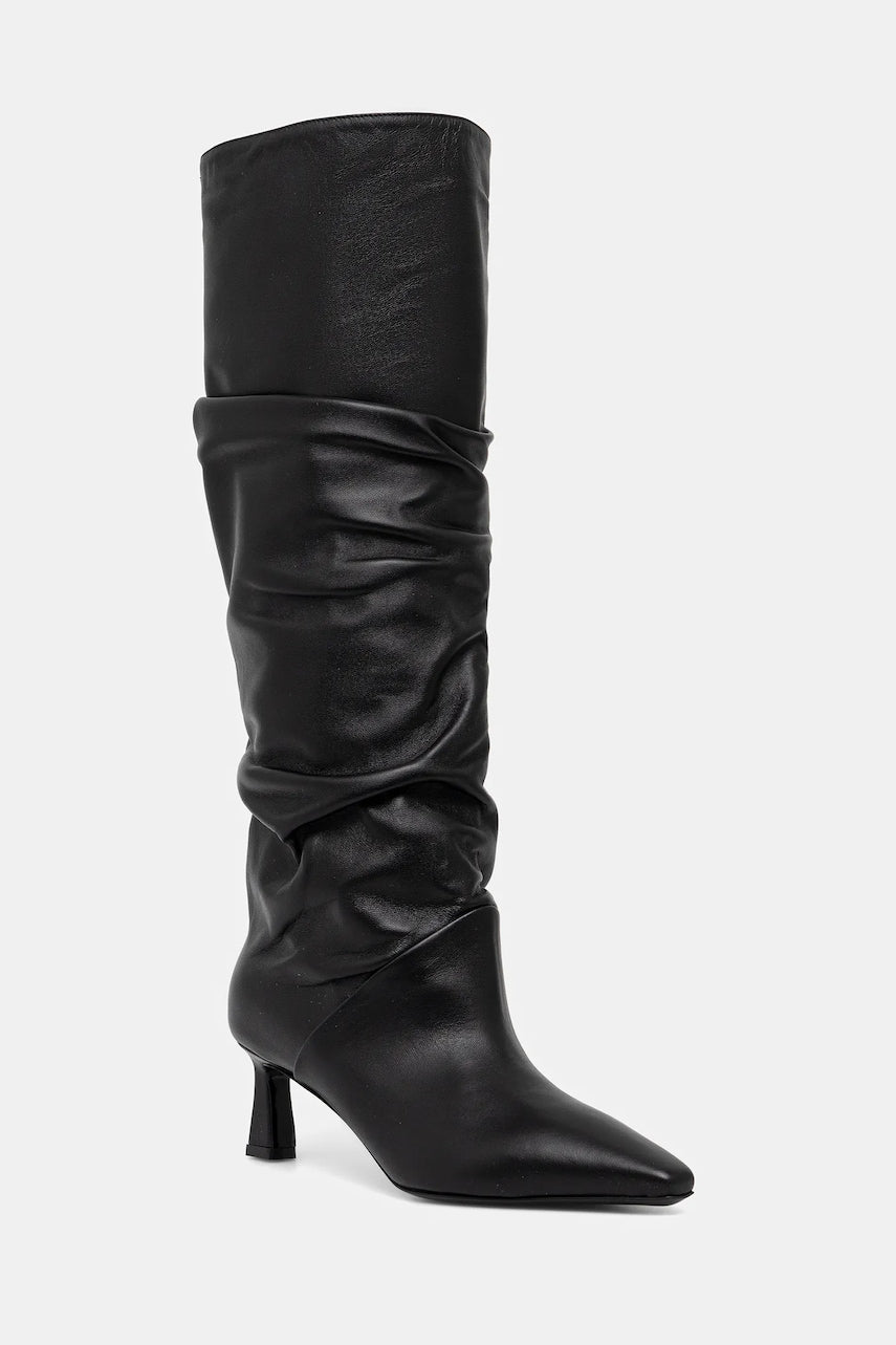 Kožne čizme Pollini boja: crna, s tankom potpeticom, SA26115M0NTE0000