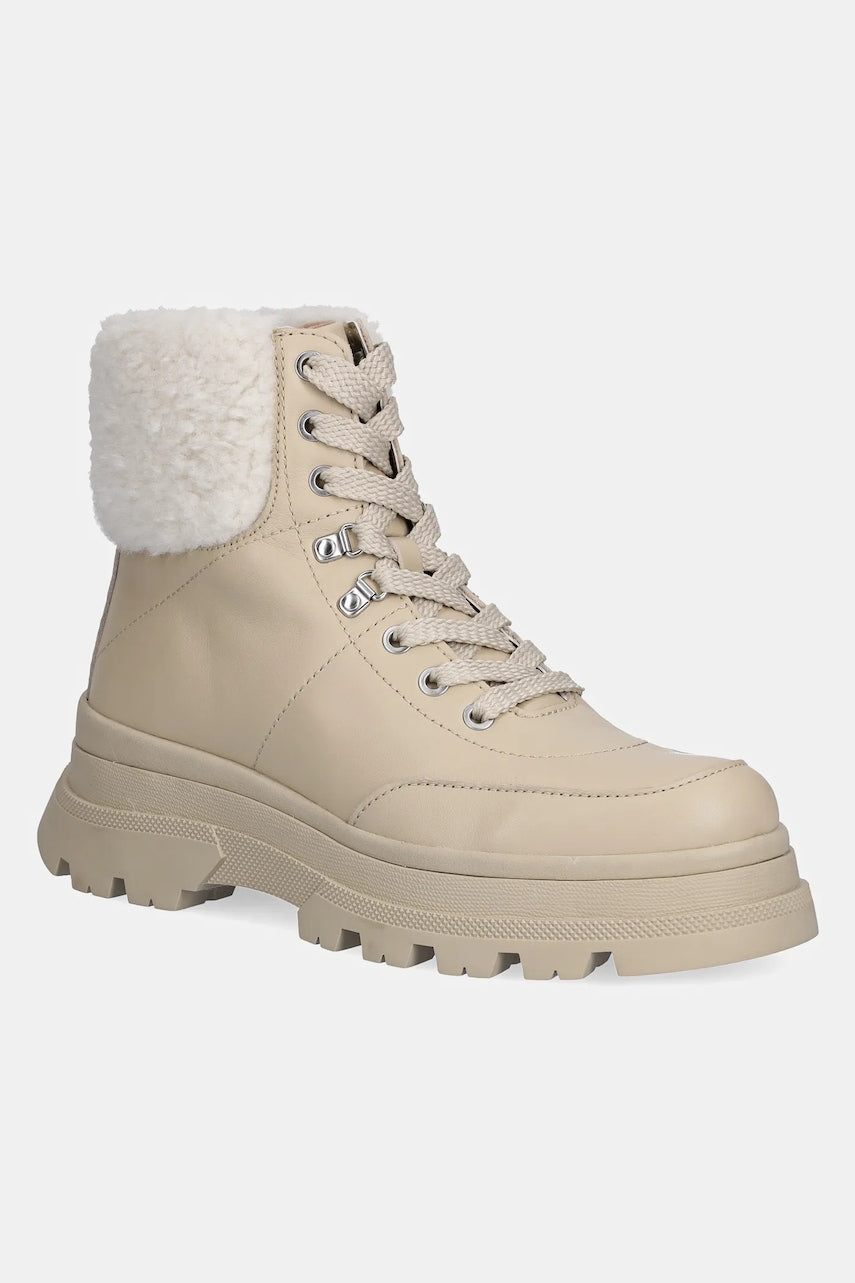 Gležnjače BOSS Foster boja: bež, ravni potplat, s toplom podstavom, 50552767