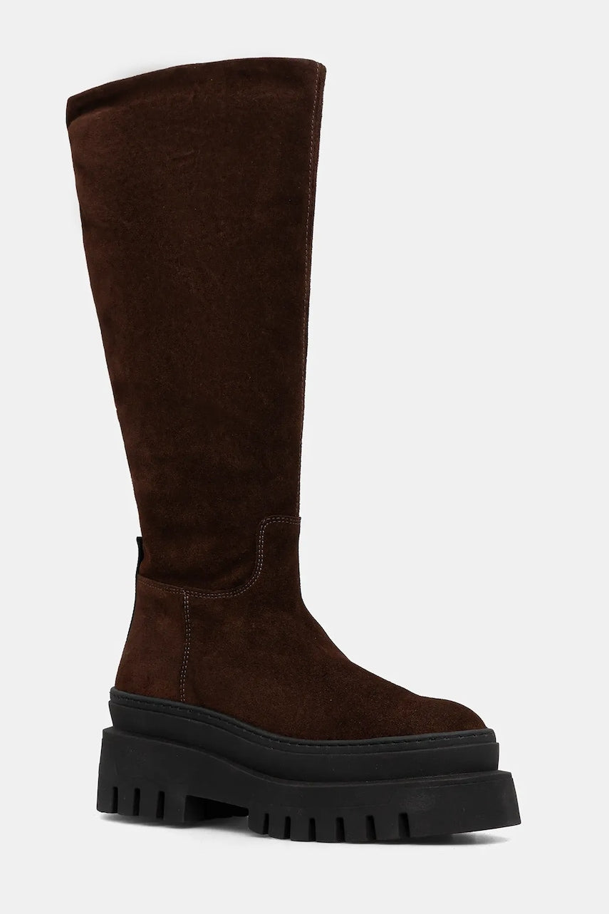 Elegantni škornji iz semiša Steve Madden Chipp ženski, rjava barva, 11004664