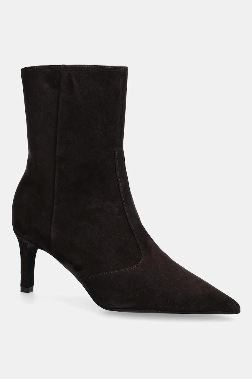 Gležnječe od brušene kože Furla Essential boja: smeđa, s tankom potpeticom, YJ98FSN C10000 3388S