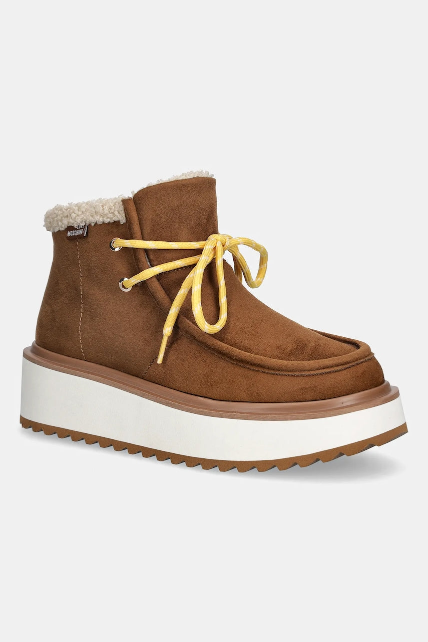 Gležnjače Love Moschino boja: smeđa, s platformom, sa srednje toplom podstavom, JA21116L0NJAW210
