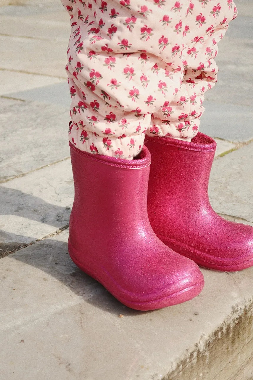 Otroški gumijasti škornji Konges Sløjd LUC LIGHTWEIGHT GLITTER RAIN BOOT roza barva, KS103502