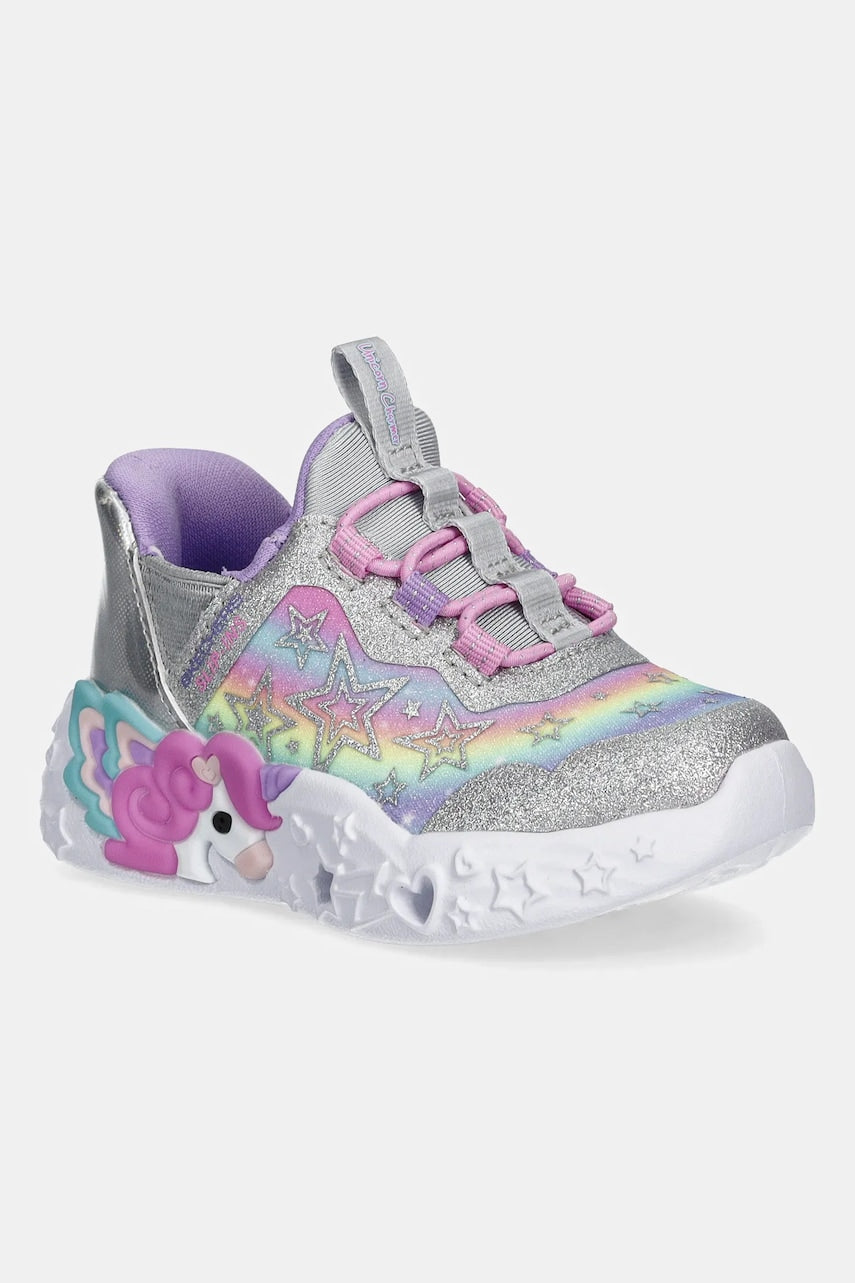 Otroške superge Skechers UNICORN CHARMER-LIL STARLITE srebrna barva, 302297N