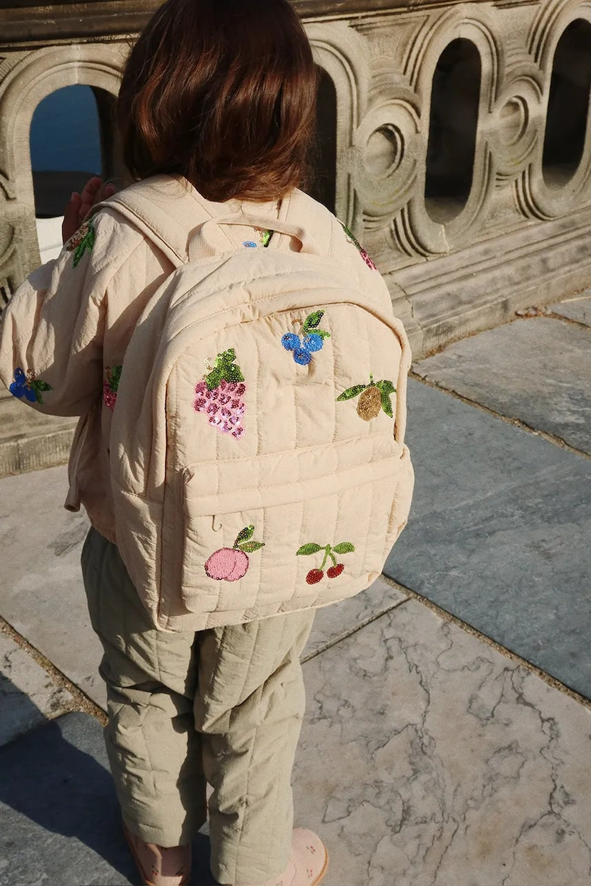 Dječji ruksak Konges Sløjd JUNO QUILTED SEQUIN BACKPACK MIDI boja: bež, mali, s aplikacijom, KS103554